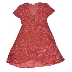 Madewell Posy Ruffle Faux Wrap Dress in Twisted Vines Terra Cotta Women's Size 2